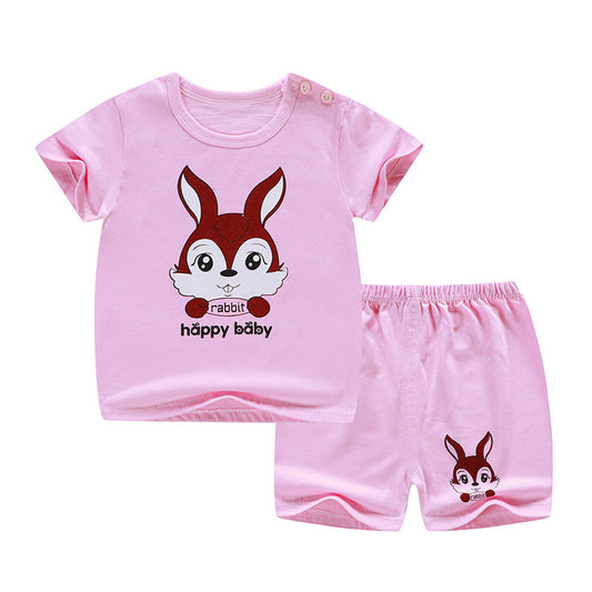 Children's Short-Sleeved Suit Men's Stall New Baby Pajamas Girls Summer Shorts - Color: 12Style, Size: 120cm