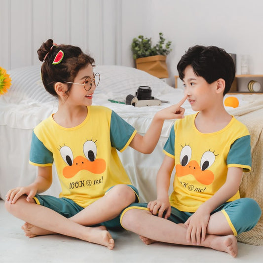 Air conditioned pajamas for children - Color: Yellow duck, Size: 120cm
