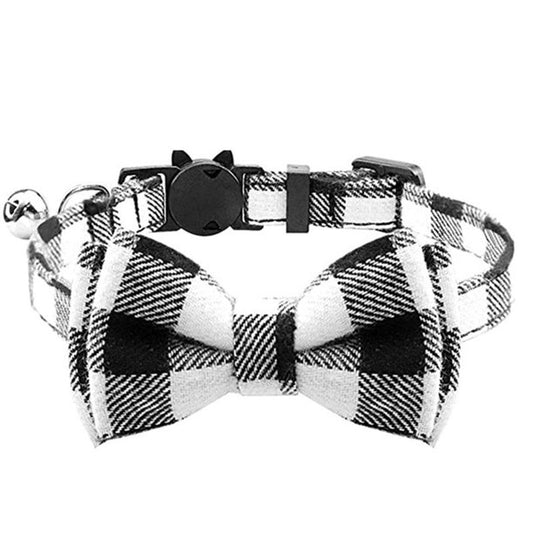 Black & White Bow Tie Cat Collar