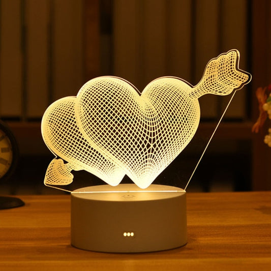 3D LED Heart & Arrow Night Light for Valentine Birthdays Wedding Xmas Gifts
