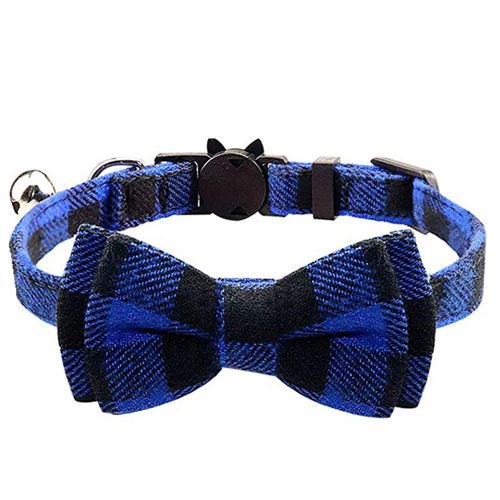 Blue & White Cat Bow Tie Collar