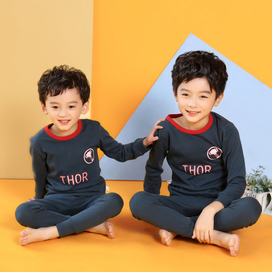 Children's pajamas women's long sleeves - Color: Thor, Size: 120cm