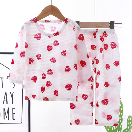 Style: 2 Style, Child size: 100cm - Children's Cotton Home Wear Pajamas Set