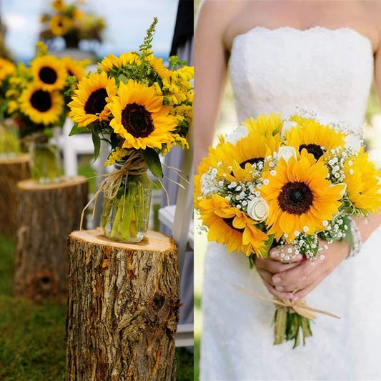 7 Branch Artificial Sunflower Bouquet Silk Sunflower Fake Flower DIY Wedding Bouquets