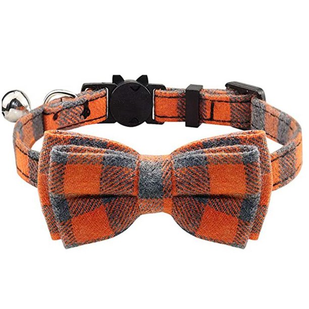 Orange $ Grey Bow Tie Cat Collar