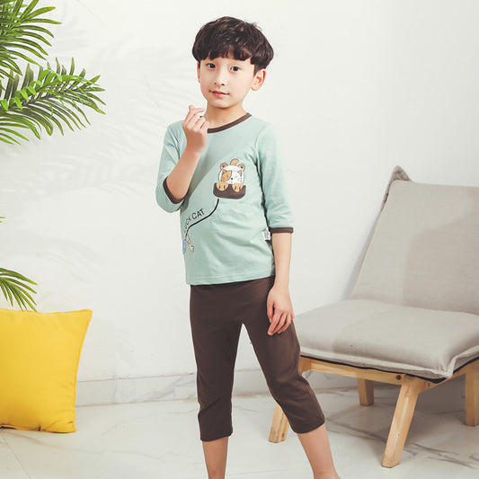 Air conditioned pajamas for children - Color: Green, Size: 140cm