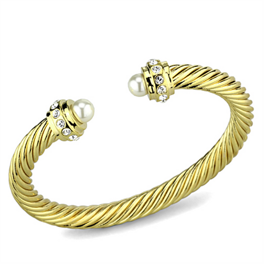 LO2727 - Brass Bangle Gold Bracelet  Women Synthetic White