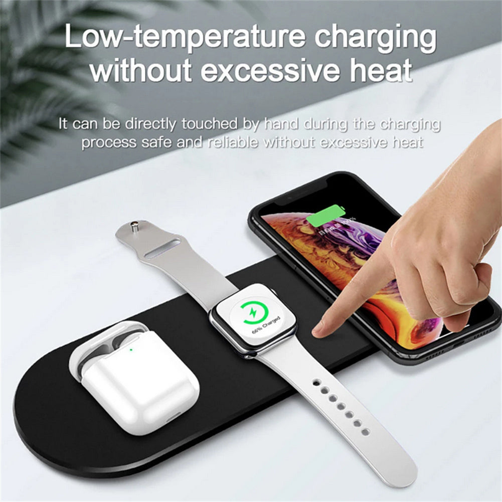 15w Vertical Multi-functional 3-in-1 Wireless Charger Fast Charging Station For Watch Mobile Phone Headset White