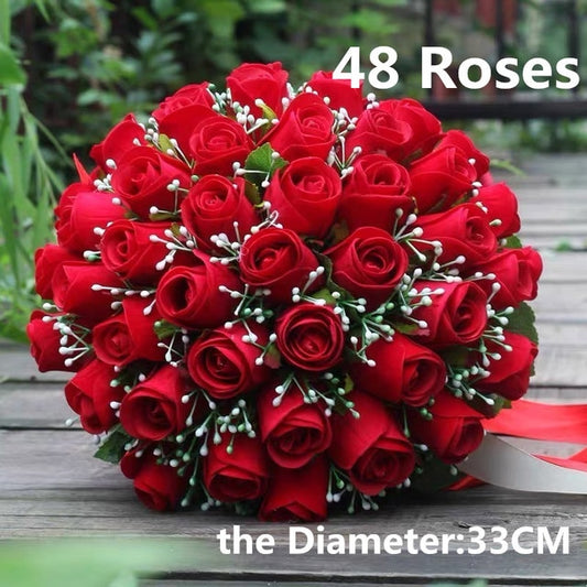 48 Red Roses Bridal Bouquet