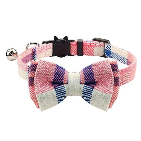 Pink & Blue Bow Tie Cat Collar